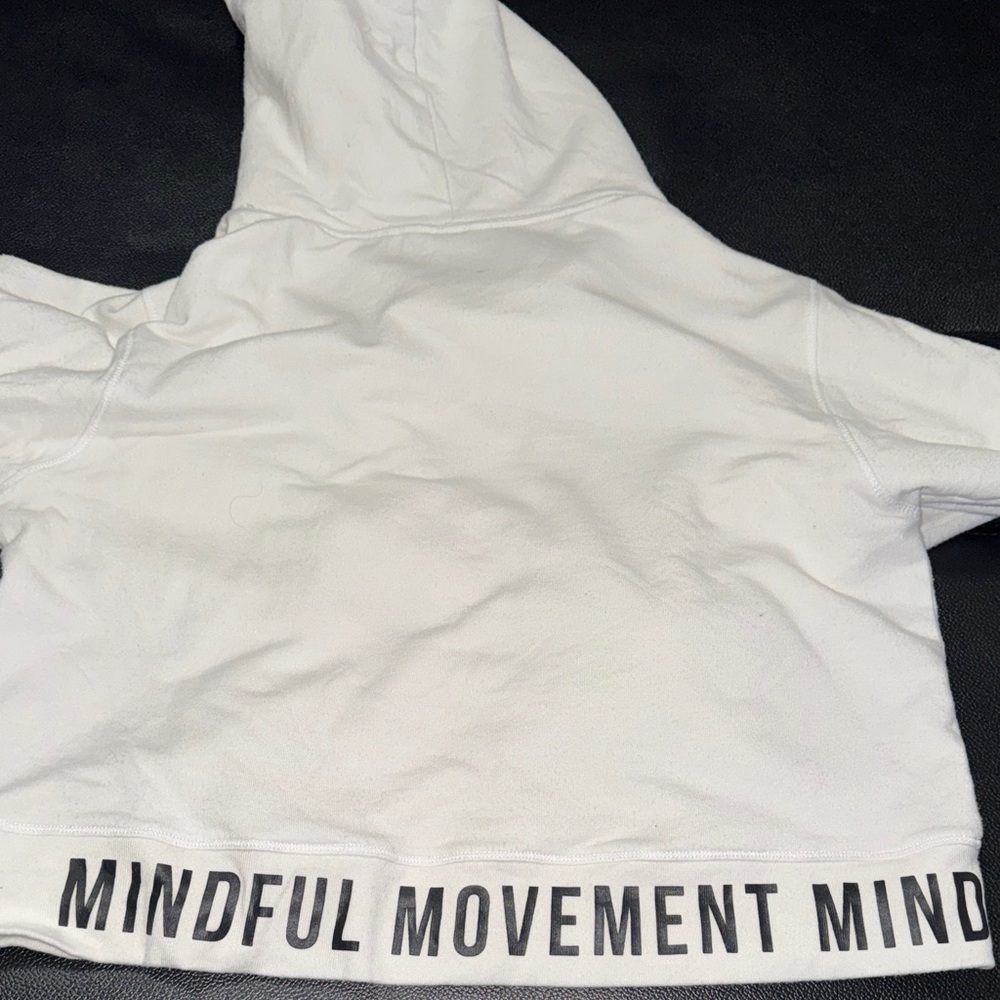 Alo Yoga Cropped White Hoodie with 'Mindful Movement' Trim - Picture 5 of 5